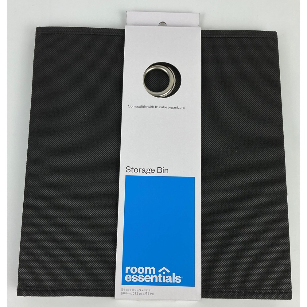 2 Pack Room‎ Essentials Black Fabric Storage Bin Cube Organizer 11 inch New